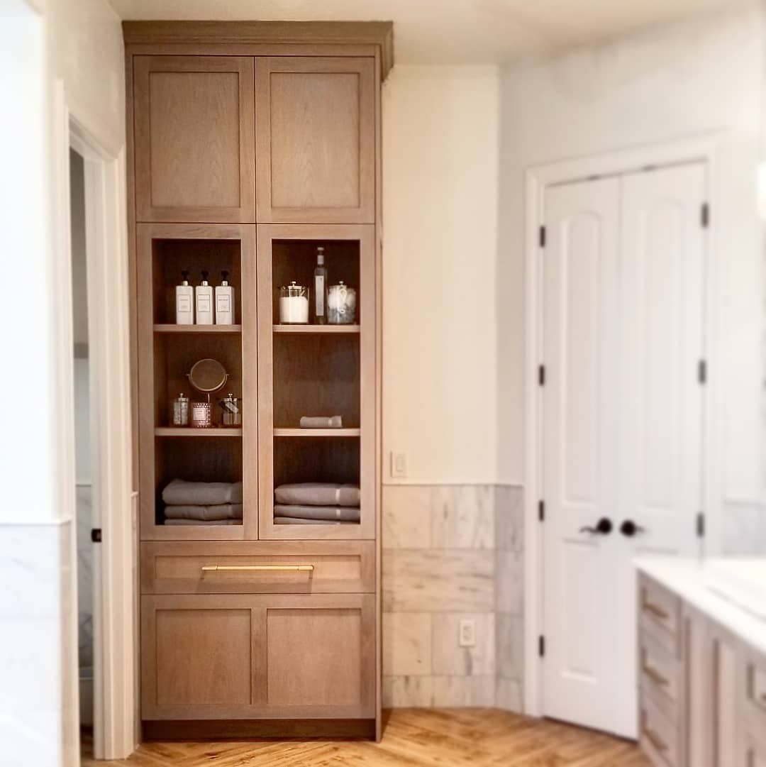 Bathroom Linen Tower Harmony - European frameless cabinets in Dripping Springs, TX