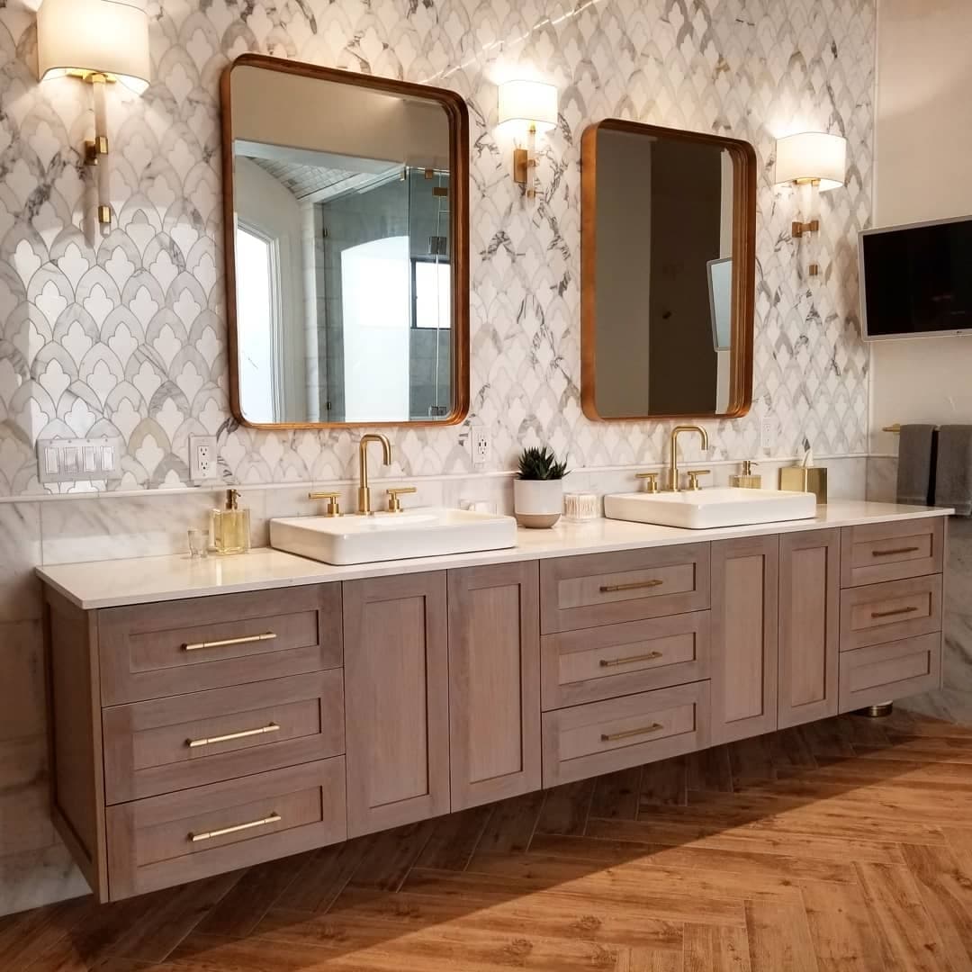 Master Bath Double Vanity Duet - European frameless cabinets in Austin, TX