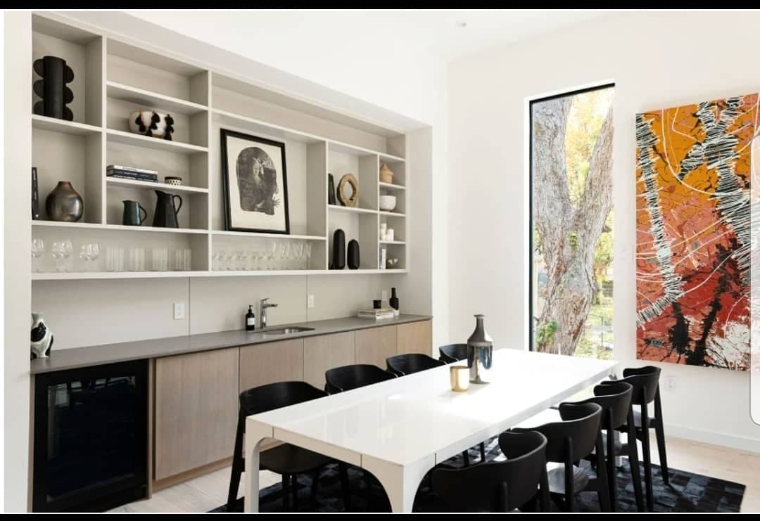 Dining Room Built-In Display & Bar - European frameless cabinets in Austin, TX