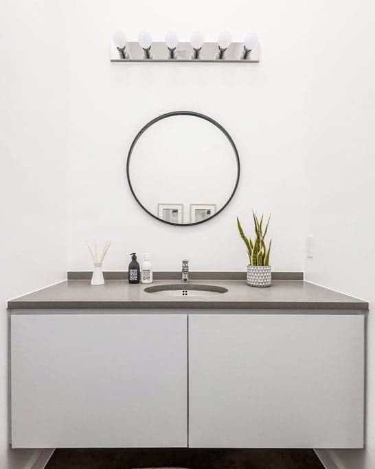 Minimalist Powder Room Verse - European frameless cabinets in West Lake Hills, TX