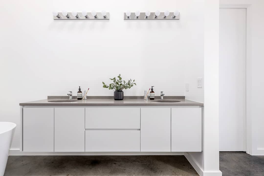 Minimalist Bathroom Vanity Elegance - European frameless cabinets in Austin, TX